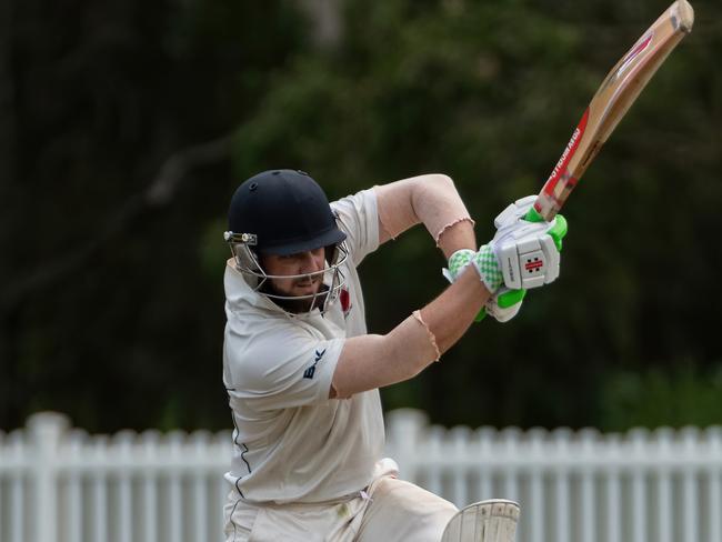 Mudgeeraba Nerang batsman Kevin Chapman in action against Broadbeach Robina on Saturday. Picture: KPM Sports Images