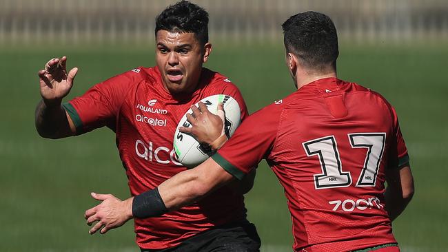 Souths Latrell Mitchell during South Sydney NRL training at Redfern Oval, Sydney. Picture: Brett Costello