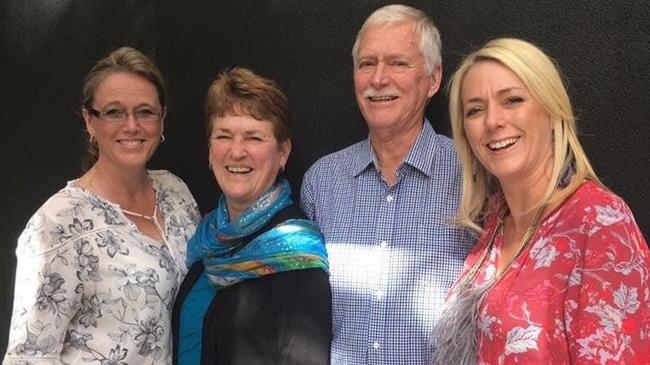 Roger Leaney with wife Veronica and daughters Jo Tonkin (left) and Cheryl Ogden (right). Picture: Supplied by family