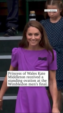 Kate Middleton receives a standing ovation at Wimbledon