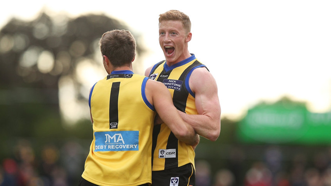 Ray Connellan celebrates a goal during his time at Sandringham.