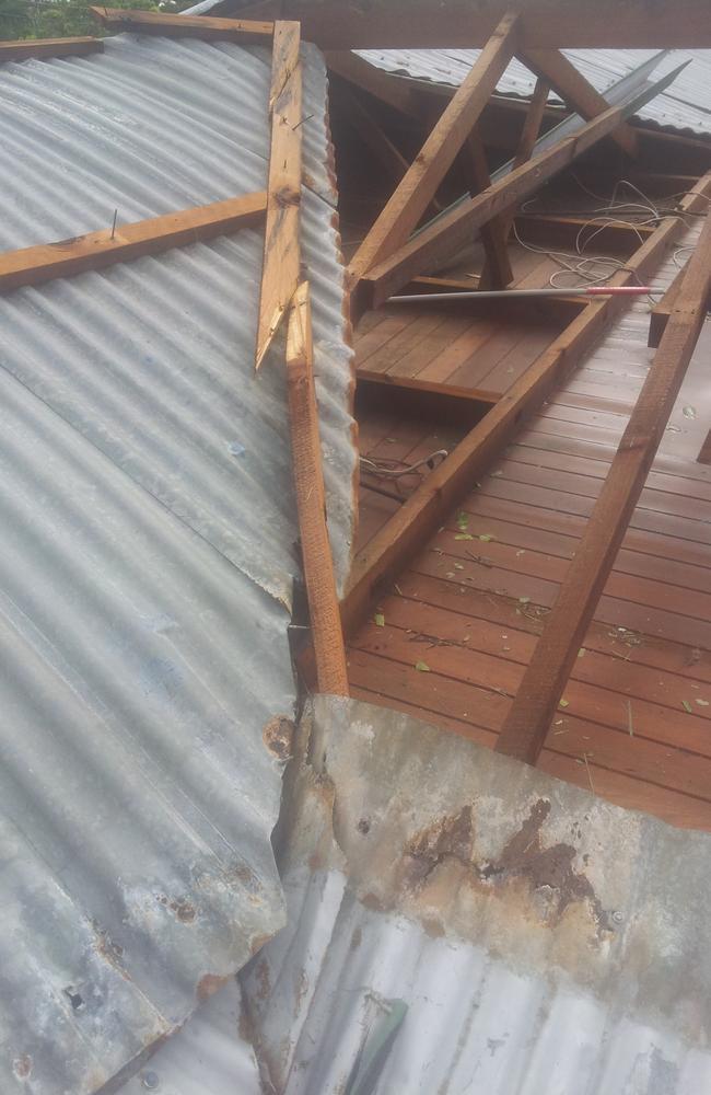 Damage at the Miller’s house on Bowen Street, The Range, after Severe Tropical Cyclone Marcia in 2015. Picture: Contributed