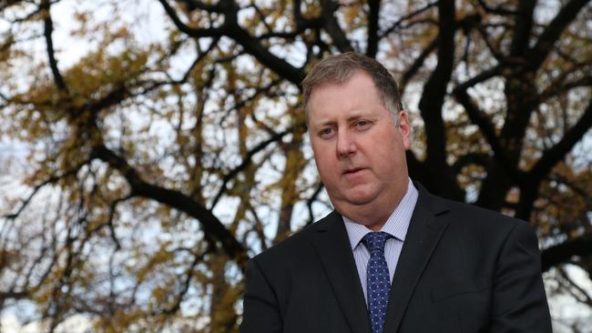 Independent MP John Tucker speaks to the media on Parliament Lawns in Hobart on Wednesday, May 24, 2023.