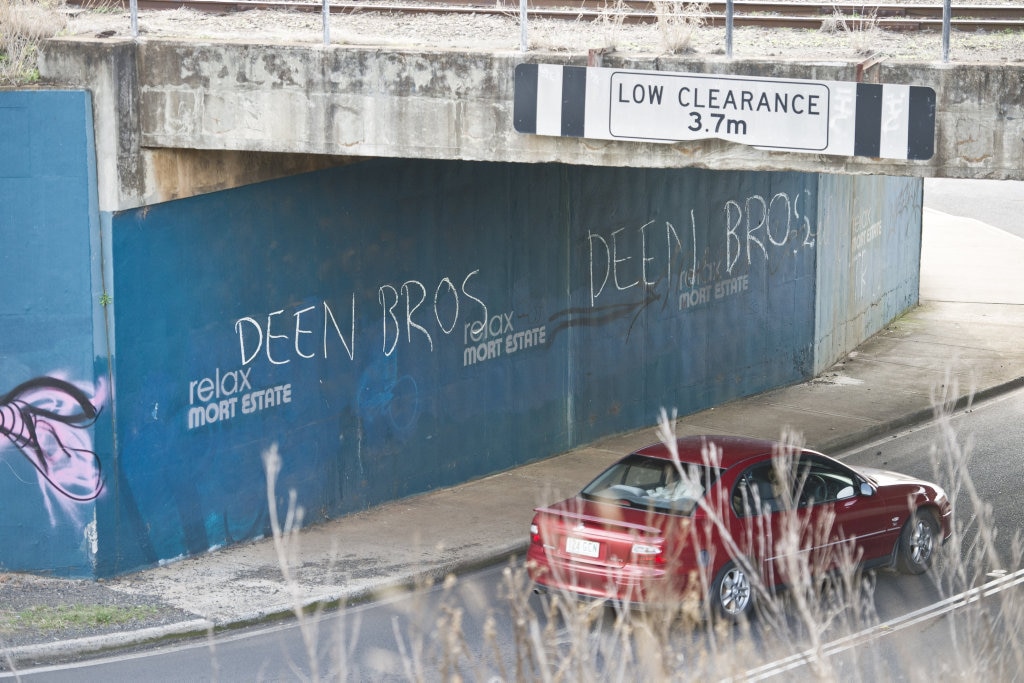 Comment on demolition of Foundry building written on walls o rail underpass in Bridge St. Wednesday Aug 31 , 2016. Picture: Nev Madsen