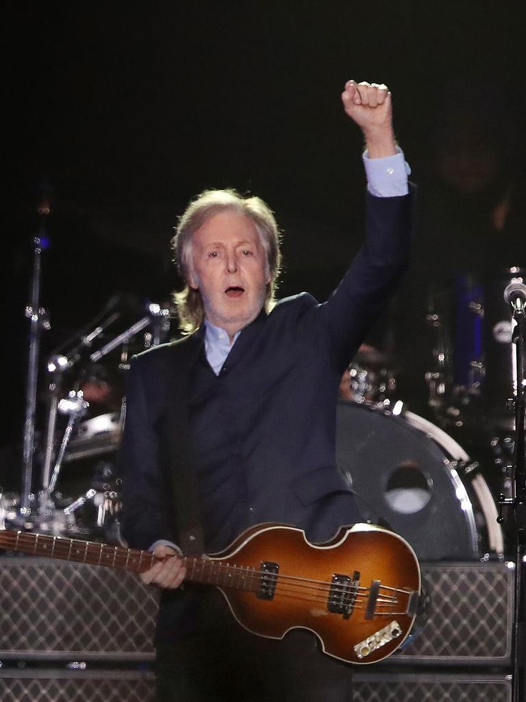 Paul McCartney in concert at Marvel Stadium in Melbourne. Picture: David Crosling