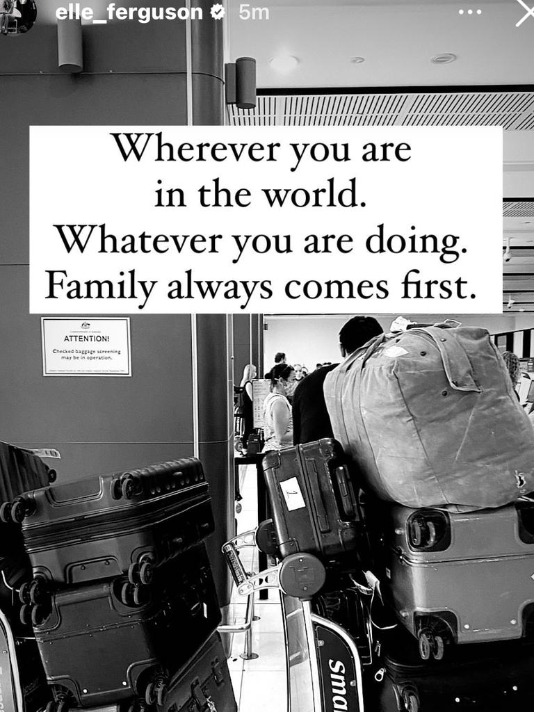 Ferguson took to her Instagram story to announce their departure from the show. Picture: Elle Ferguson/Instagram