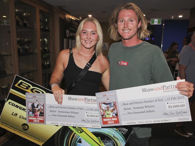 Lily O'Sullivan and Cooper Williams at the Shaw and Partners Shannon Eckstein Ironman Classic awards evening at Northcliffe. Picture: Marcelo Lang