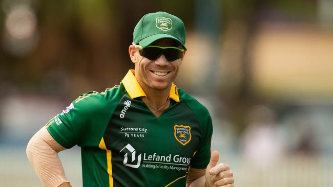 David Warner has been enjoying himself playing club cricket for Randwick-Petersham. Picture: AFP