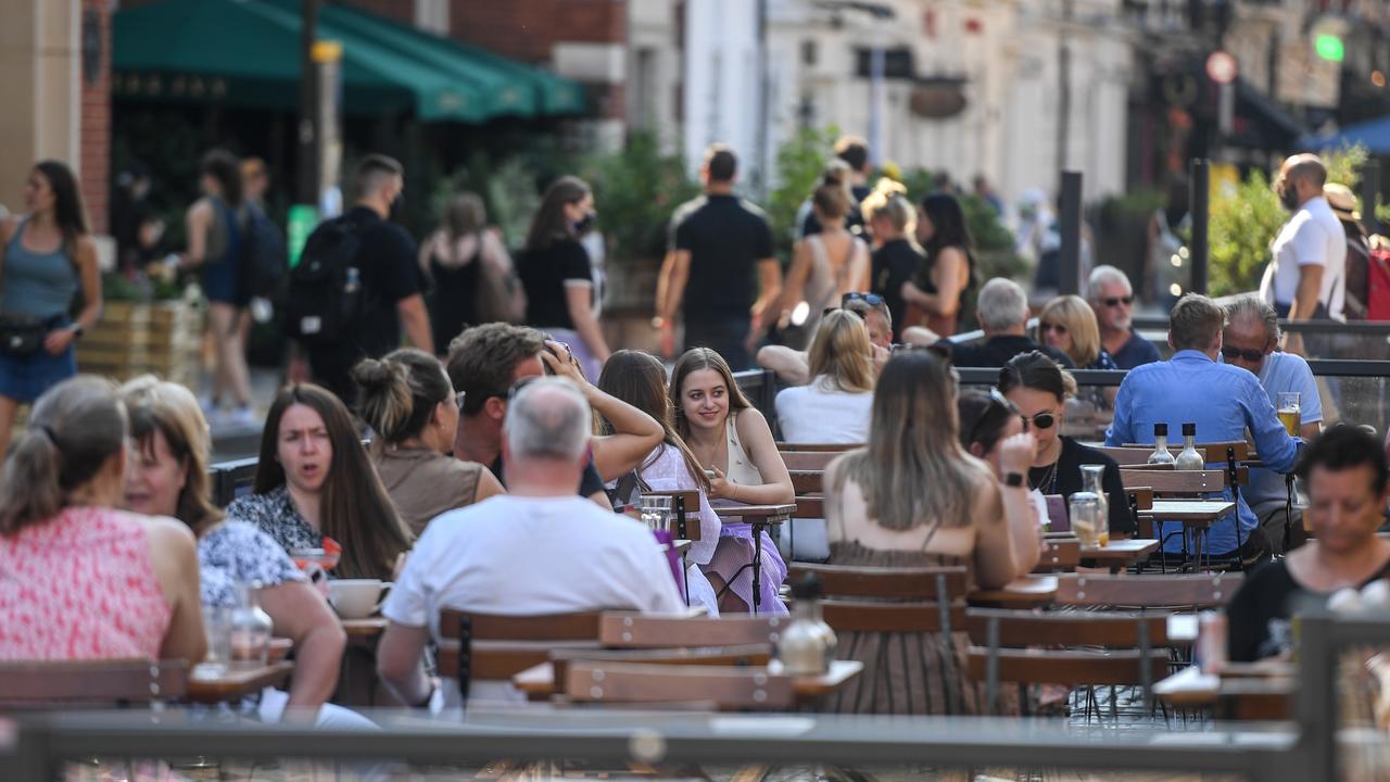 Crowds have returned as people eat outside in Covent Garden. Picture: Peter Summers/Getty Images