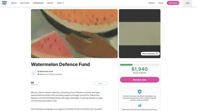 The crowdfunding page sporting the same name as the charity raised $1940 from 68 ‘supporters’.