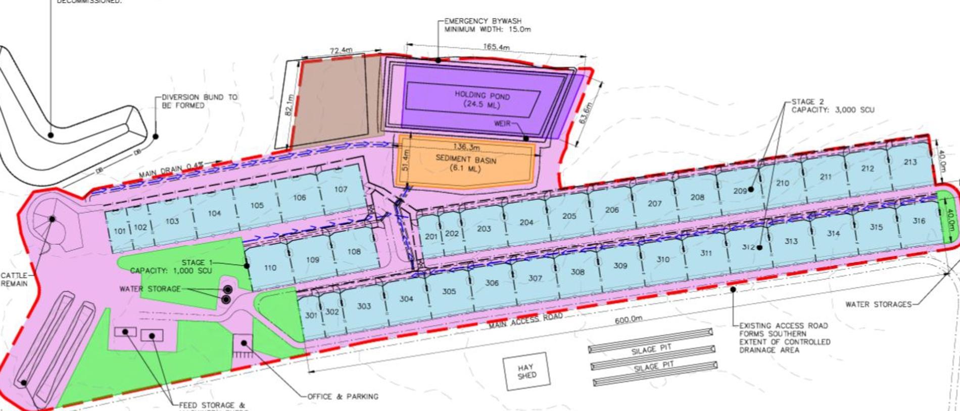 Planned expansion of Waggaba feedlot at Dunmore, in Toowoomba region.