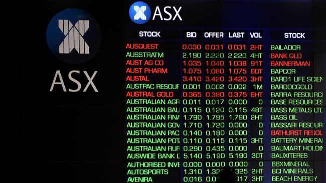 SYDNEY, AUSTRALIA - NCA NewsWire Photos SEPTEMBER, 03, 2020: Digital market boards at the Australian Stock Exchange (ASX) in Sydney. Picture: NCA NewsWire/Joel Carrett