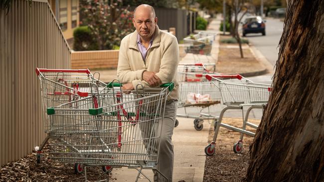 Marion Mayor Kris Hanna has suggested the council look into selling shopping trolleys as part of its campaign to reduce trolley dumping in the area. Picture: Brad Fleet