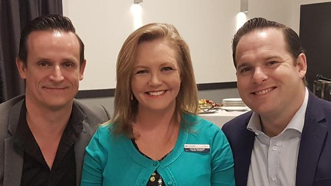 Logan City Council’s Todd Rohl, with Division 4 councillor Laurie Koranski and Division 5 Cr Jon Raven at the Logan Chamber of Commerce annual general meeting on Wednesday.