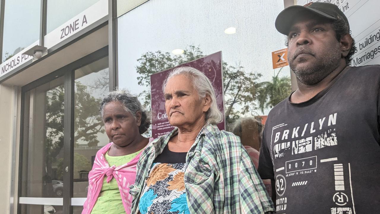 Bernard Hector's mother Colleen Long, aunt Amy Johnson, and brother Aaron Hector at the coronial inquest into his death in Darwin's Holtze prison.