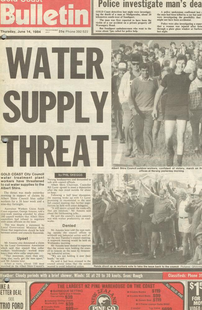 Gold Coast Bulletin 1984, June 14. Front page.