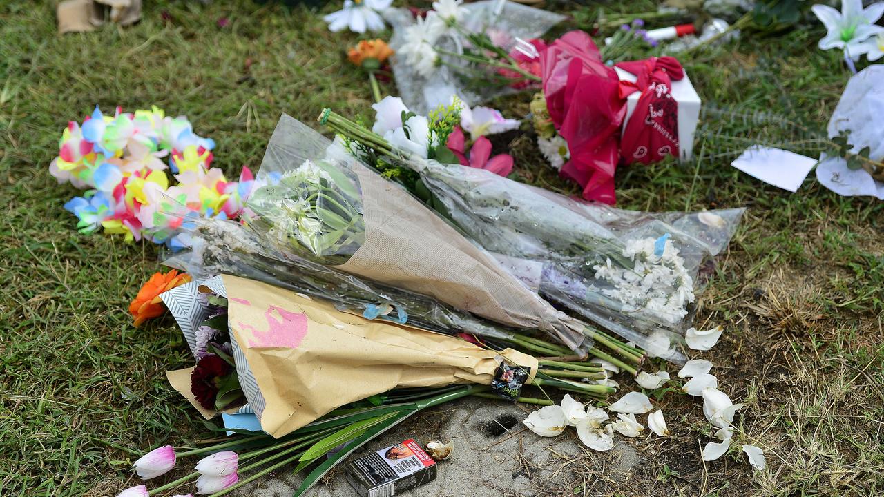 A roadside memorial for four teenagers who died in a car accident last week has suffered extensive damage overnight. PICTURE: MATT TAYLOR.