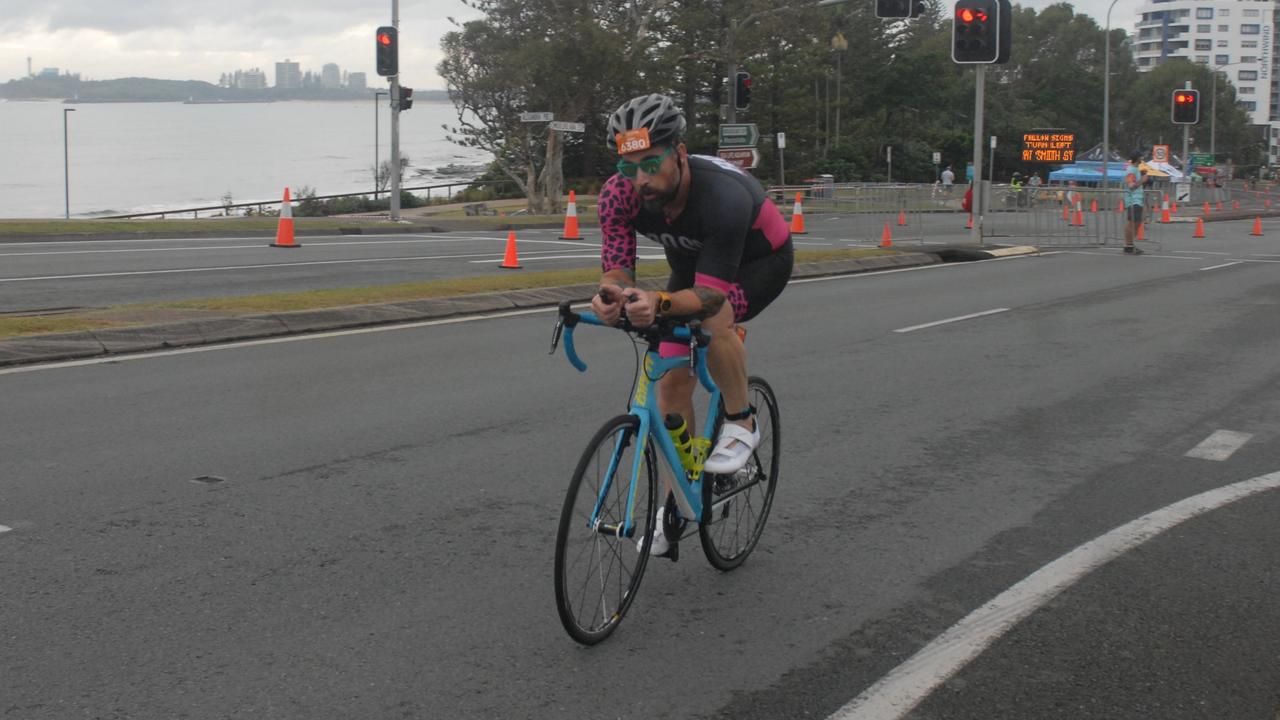 Action from the sprint event at the 2023 Mooloolaba Triathlon.