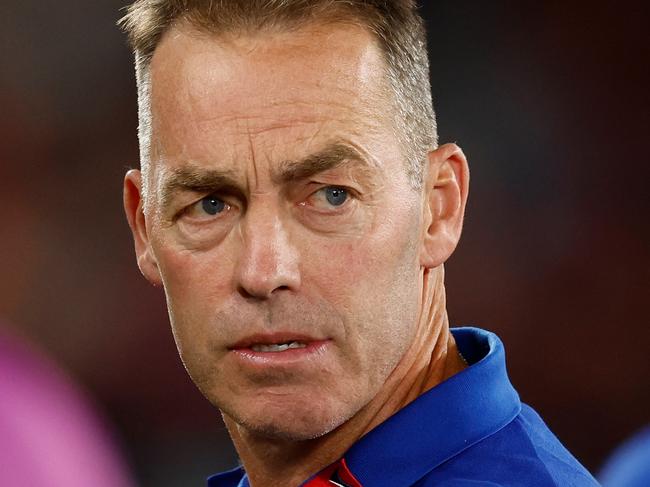 MELBOURNE, AUSTRALIA - MAY 01: Alastair Clarkson, Senior Coach of the Kangaroos looks on during the 2025 AFL Round 08 match between the Essendon Bombers and the North Melbourne Kangaroos at Marvel Stadium on May 1, 2025 in Melbourne, Australia. (Photo by Michael Willson/AFL Photos via Getty Images)