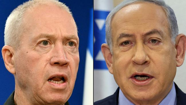 Israel's Defence Minister Yoav Gallant (L) and Prime Minister Benjamin Netanyahu.