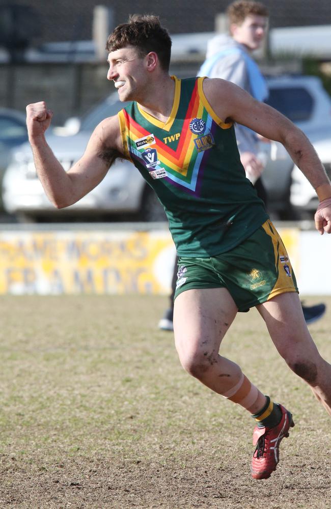 Leopold’s Brock Williamson celebrates a goal Picture: Mark Wilson