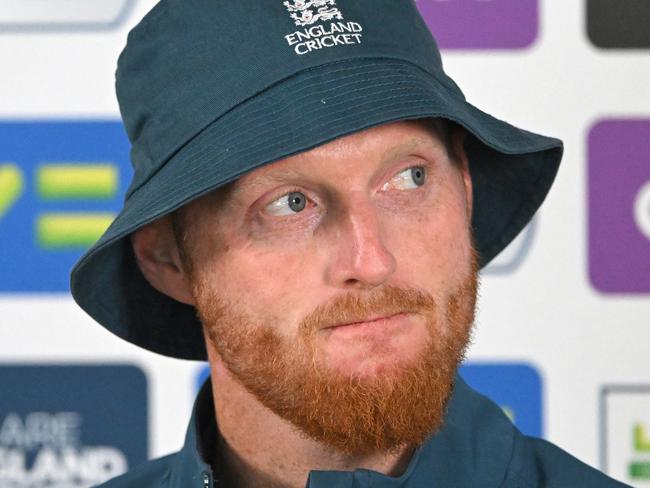 LEEDS, ENGLAND - JULY 05: England captain Ben Stokes speaks to the media after England nets ahead of the Third LV= Ashes Test Match at Headingley on July 05, 2023 in Leeds, England. (Photo by Stu Forster/Getty Images)