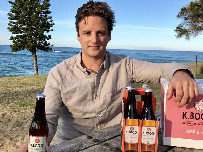 Nick Cogger has created his own line of alcoholic kombucha KBooch. Picture: Supplied.