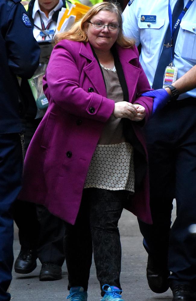 Christine Lyons arrives in the prison van at the Mebourne Supreme Court. Picture: Nicole Garmston