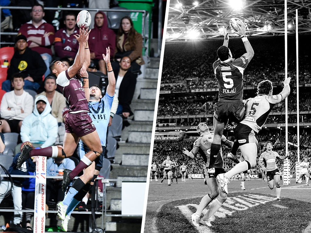 Broncos young gun Israel Leota mimics Israel Folau’s Origin acrobatics.