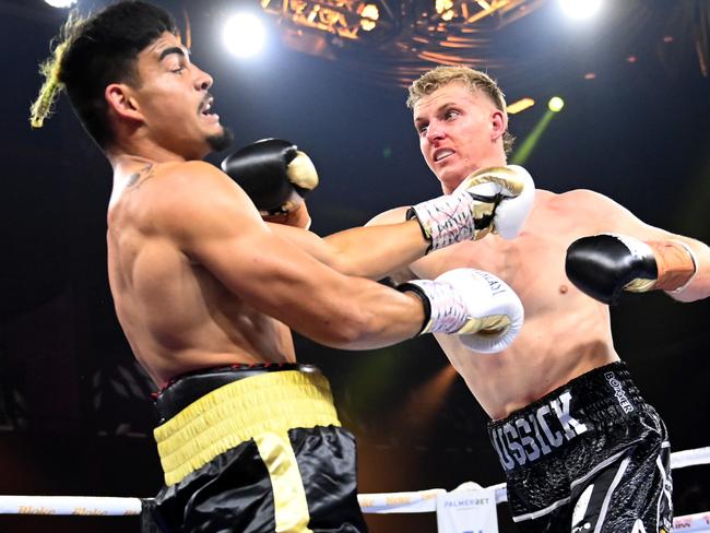 SYDNEY, AUSTRALIA -DECEMBER 22, 2021:Fight night at Star Event Centre.Taylan May defeats Freddy Lussick Picture: Jeremy Piper