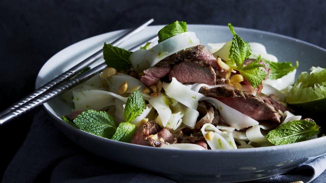 Steak with rice noodle salad. Picture: Guy Bailey