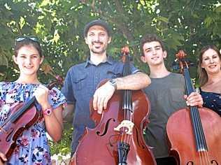 TOUGH TIMES: Joel, Heath and Sarah, from The String Family, performing in Stanthorpe last year. Picture: File