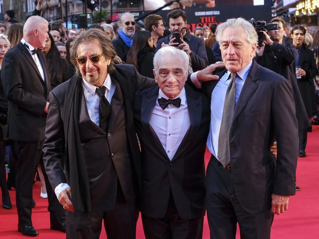 Al Pacino, Martin Scorsese and Robert De Niro attend the international premiere of The Irishman this week. Picture: Getty