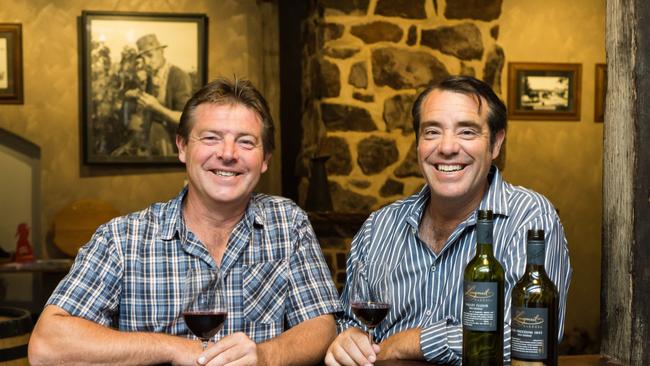 Paul Lindner and James Lindner of Langmeil Winery. Picture: Martin Ritzmann