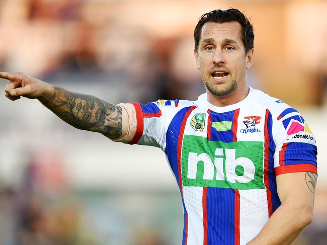 Mitchell Pearce. NRL; North Queensland Cowboys Vs Newcastle Knights at 1300Smiles Stadium. Warm Up. Picture: Alix Sweeney