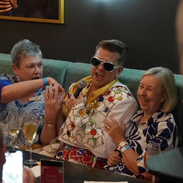 Queensland Deputy Premier Jarrod Bleijie Instagram post. “Whipped out the Elvis costume and hairspray for the Broadwater LNP Branch Christmas Party! Thank you very much for having us @meccabahhopeisland”. Picture: Instagram