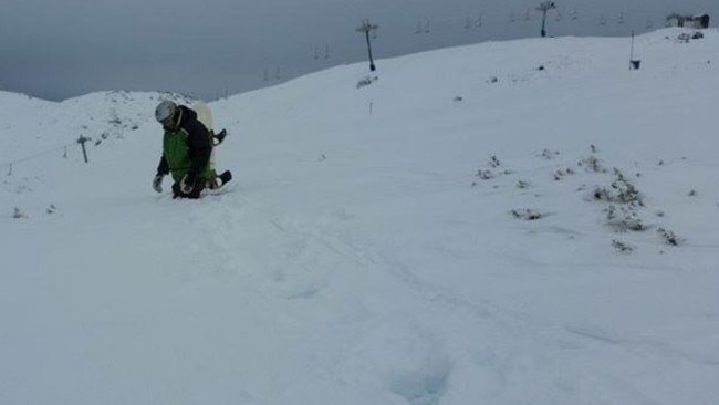 We’re pretty sure snowboarding works better if you strap it onto your feet but we could be wrong.