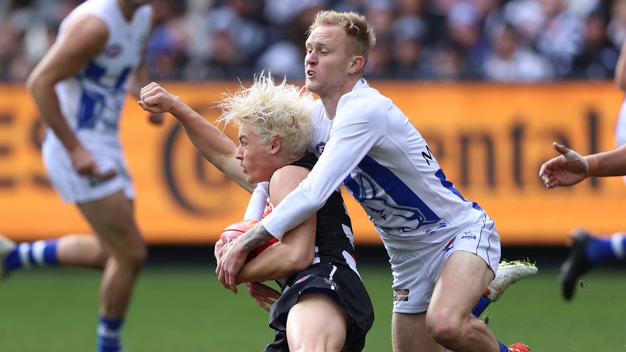 Jack Ginnivan is putting himself in danger by attracting head-high contact. Picture: Robert Cianflone/Getty Images