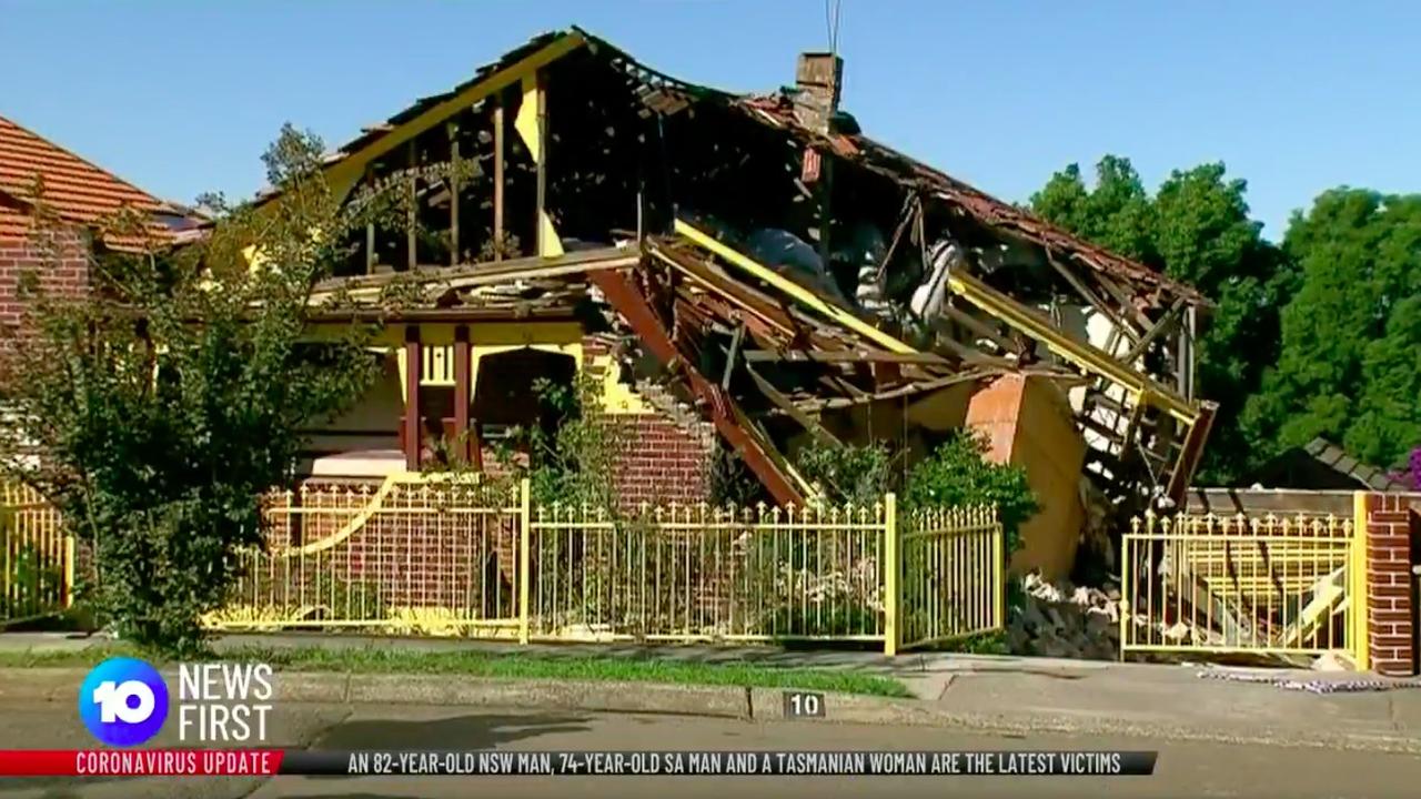The family was lucky to survive after the home exploded and collapsed.