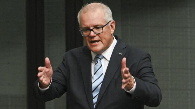 CANBERRA, AUSTRALIA, NewsWire Photos. FEBRUARY 27, 2024: The 30th prime minister of Australia, Scott Morrison delivers his valedictory speech to Parliament in the House of representatives at Parliament House in Canberra. Picture: NCA NewsWire / Martin Ollman