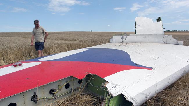 epa04324585 A man inspects the empennage tail debris at the main crash site of the Boeing 777 Malaysia Airlines flight MH17, which crashed over the eastern Ukraine region, near Grabovo, some 100 km east of Donetsk, Ukraine, 20 July 2014. A Malaysia Airlines Boeing 777 with more than 280 passengers on board crashed in eastern Ukraine on 17 July. The plane went down between the city of Donetsk and the Russian border, an area that has seen heavy fighting between separatists and Ukrainian government forces.  EPA/IGOR KOVALENKO