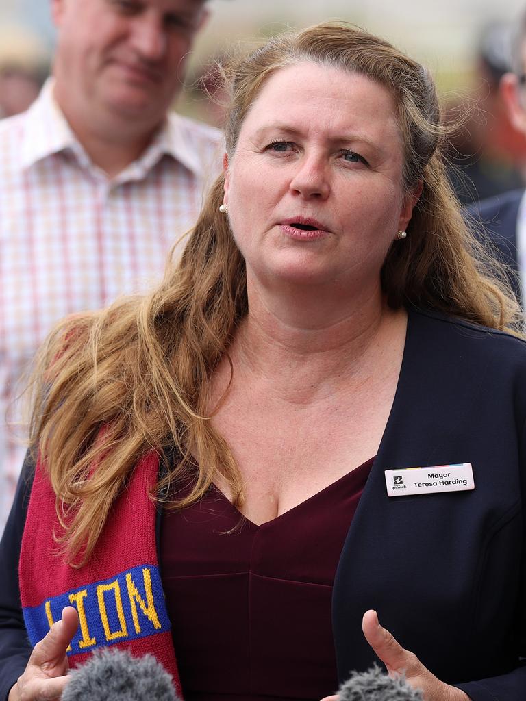 Ipswich Mayor Teresa Harding officially opens the new Brighton Homes Arena at Springfield. Picture: Liam Kidston