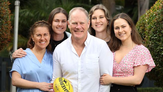 Nathan Burke with his family, wife Fiona, daughters Alice, Ruby and Molly. Picture: David Caird