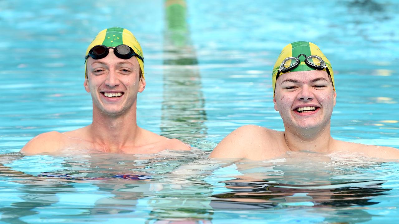 Hearing-impaired swimmers James and Dylan Logan will compete at an international meet for the first time together in August. Picture: