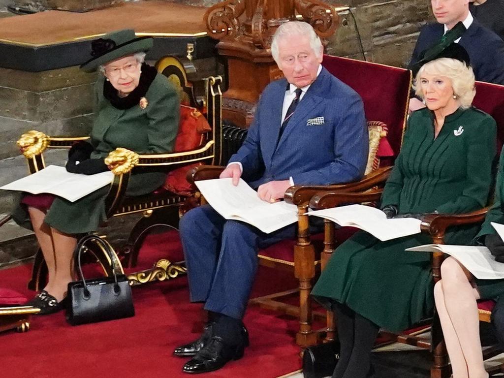 Queen Elizabeth II with Prince Charles, Prince of Wales, and Camilla, Duchess of Cornwall. Picture: AFP