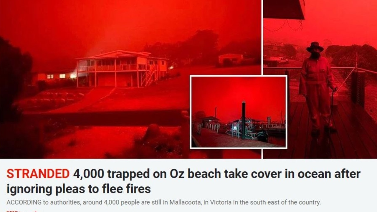 The Sun reports on the bushfire disaster. Picture: Supplied