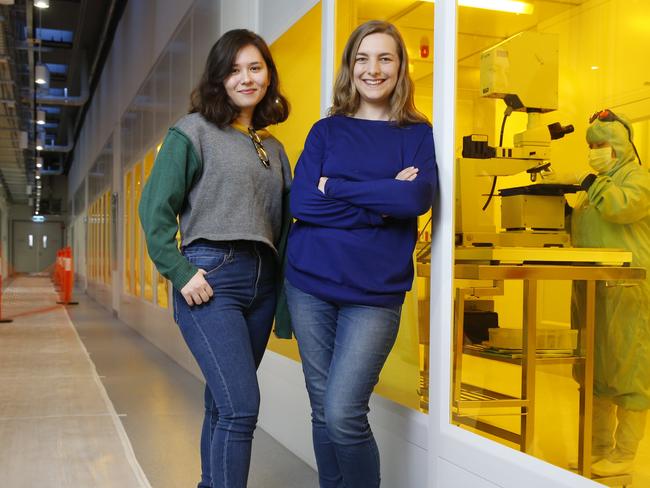 University of Sydney Nano Science Hub PhD students Jen Wakulicz (left) and Claire Edmunds. Picture: David Swift