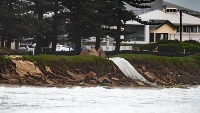 King tides combined with the east coast low to again raise concerns about erosion at Stockton Beach. Picture: Justin Martin.