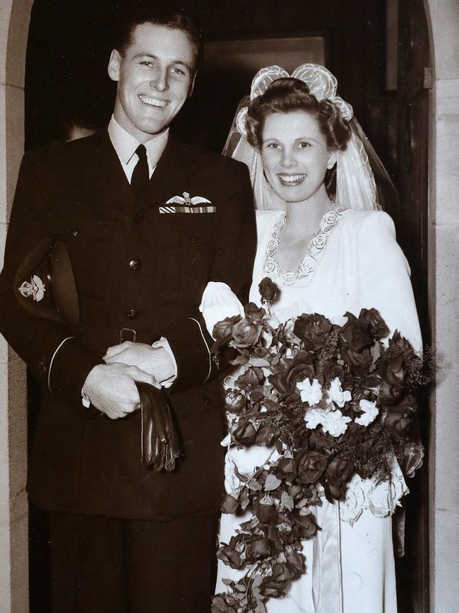 Joan Evans on her wedding day in 1946 with husband Richard Evans.