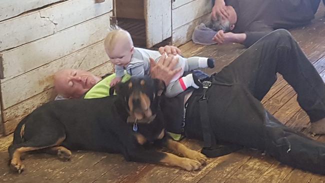 John Durie with his granddaughter Georgina and dog Jedda.